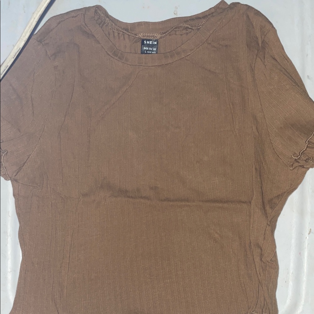 SHEIN Casual Brown Short Sleeve Top